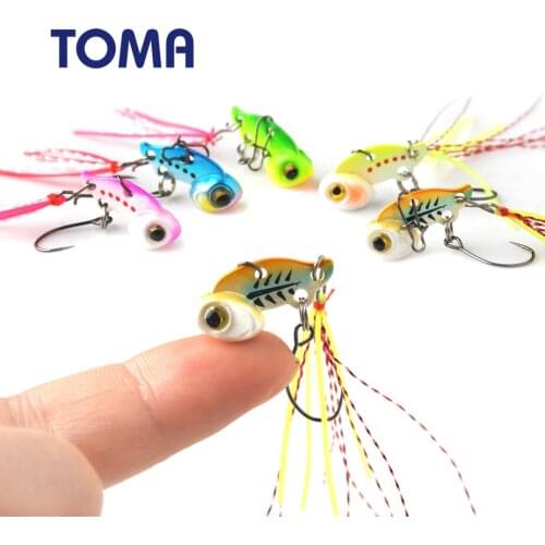 TOMA 3D Eyes Metal Vib Blade Lure Hard Mini Fishing Lure for Wobbler Bass Fishing Spinpoler Vibration Crankbait Fishing Baits