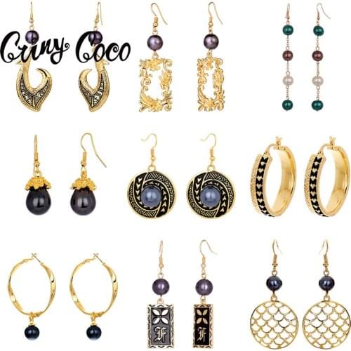 Trendy Hawaiian Enamel Pearl Earings Fashion Flower Gold Dangle Earrings Jewelry 2020 Classical for Women Drop Earring Girl Gift