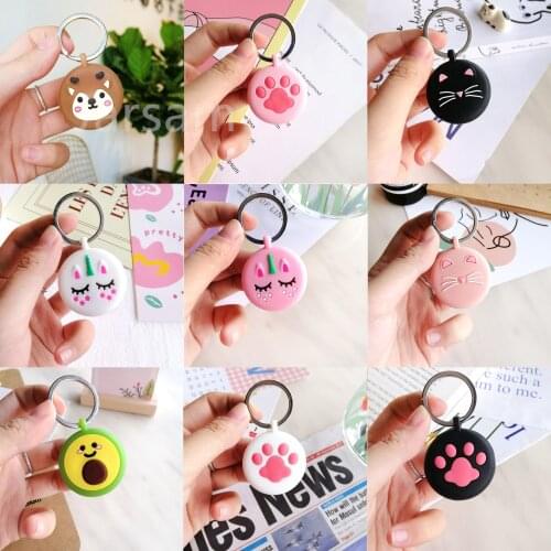 Cute dog Soft Silicone Case For AirTag Tracker Locator Anti-Lost Device Keychain Protective Skin Cover Accessories