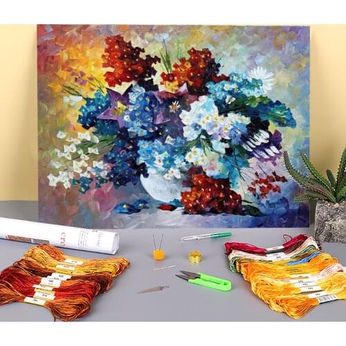 Springs Smile Printed 11CT Cross-Stitch DIY Embroidery Full Kit DMC Threads Handicraft Handiwork Hobby Knitting Adults