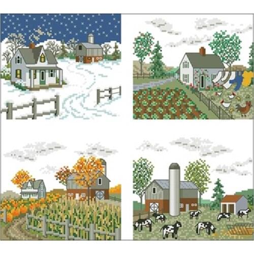 Four Seasons Farm patterns Counted Cross Stitch 11CT 14CT 18CT DIY Chinese Cross Stitch Kits Embroidery Needlework Sets