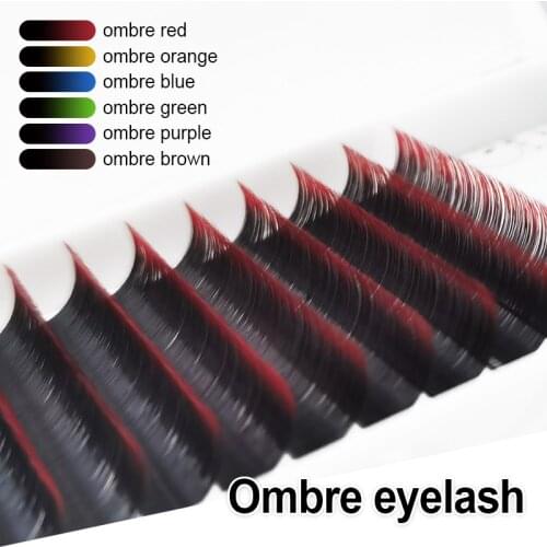 Mix length ombre colored individual eyelashes green yellow red blue purple false eyelashes mink lashes