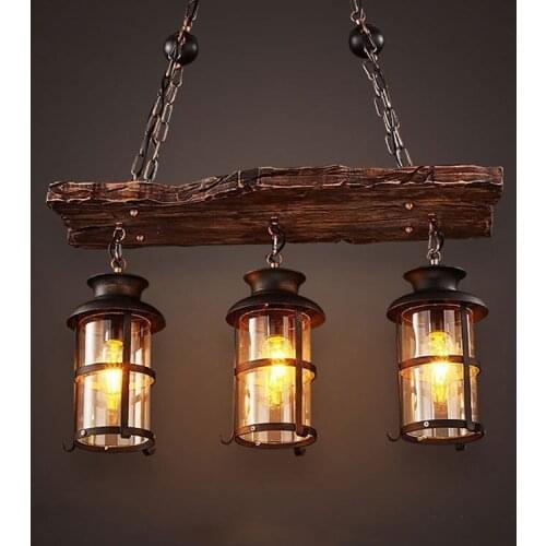 New Original Design Retro Industrial Pendant Lamp 2/3 Heads Old Boat Wood American Country style Nostalgia Light Free Shipping