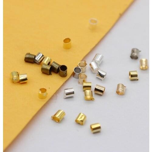 1000p 2x2mm Silver Gold plated Bronze Copper Tube Crimp Beads Findings Beading Jewellery Stopper Beads Spacer Metal End beads