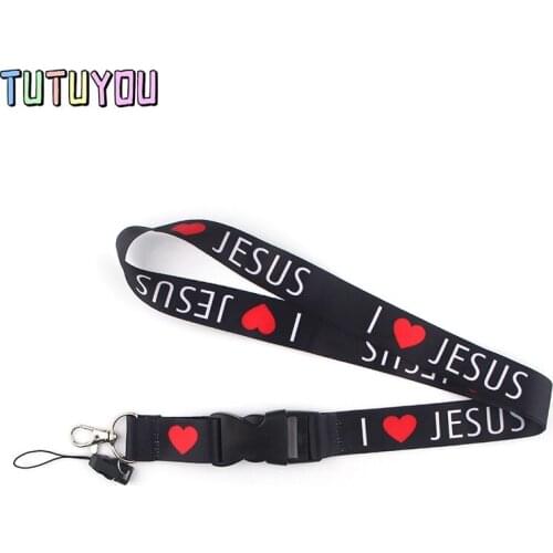 PC375 Jesus Lanyards Id Badge Holder Keychain ID Card Pass Gym Mobile Badge Holder Lanyard Key Holder