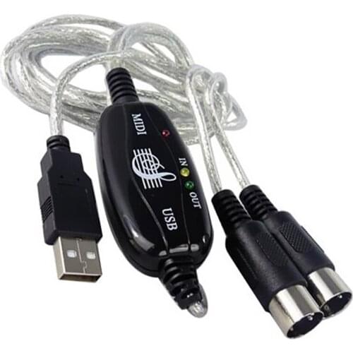 USB IN-OUT MIDI Cable Converter PC to Music Keyboard Adapter Cord New Arrival