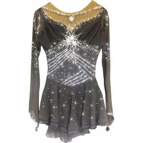 BHZW figure skating dress womens girls ice skating dress spandex red