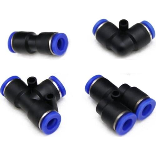 Pneumatic Connector 4 - 16 mm Straight/Elbow/3 Way Plastic Hose Splitter Joiner 1pcs