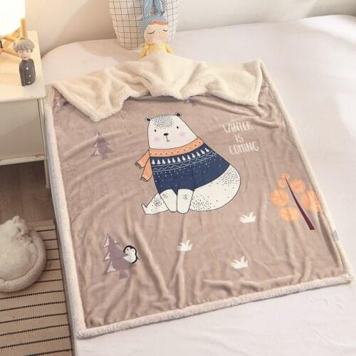 Throw Blanket Double Layer Flannel Cashmere Thicken Blankets Giraffe Dinosaur Children Warm Bed Cover Animal Home Textile 95*135