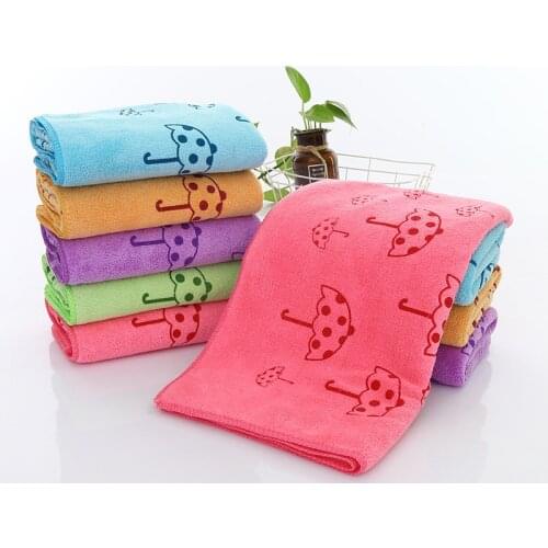 Sale 1PC 2018 cute Microfiber Absorbent Drying Bath Towel Thick printed umbrella bath towel bathroom supplies