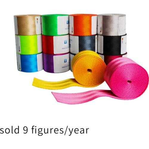 48mm Seatbelt Safety Belt 3.6 Meter Black Polyester Universal Car Coloured Seat Belt Webbing