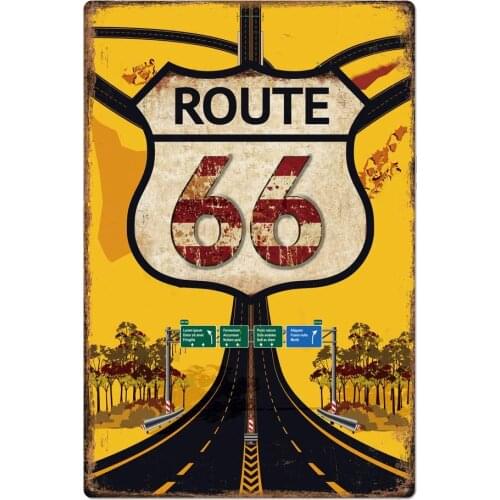 Route 66 Original Retro Design Tin Metal Signs Wall Art|Thick Tinplate Print Poster Wall Decoration