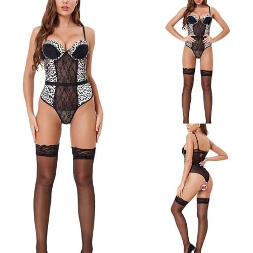 Sexy Lingerie Women Lingerie Erotic Bodysuit Female Porn Leopard Lace Splicing Sexy Underwear Lenceria эротическое белье 2020
