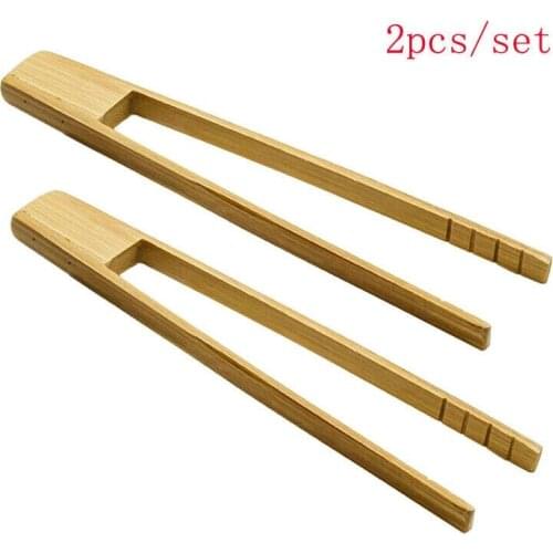 Food Bread Tong Salad Tea Toaster Wooden Food Bamboo Wood Ice 2PCS Toast Tongs