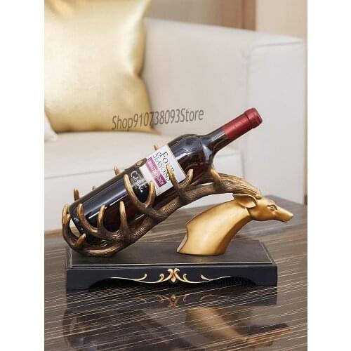 European Style Red Wine Rack Ornaments Light Luxury Deer Wine Tray Creative Home Wine Bottle Rack High Grade Wine Cup Wine Cabin