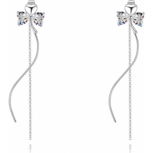 TRACYSWING Brand Real Austrian Crystals Fashion trendy Dangle Earrings For Women Gift White Gold Color #TW131833