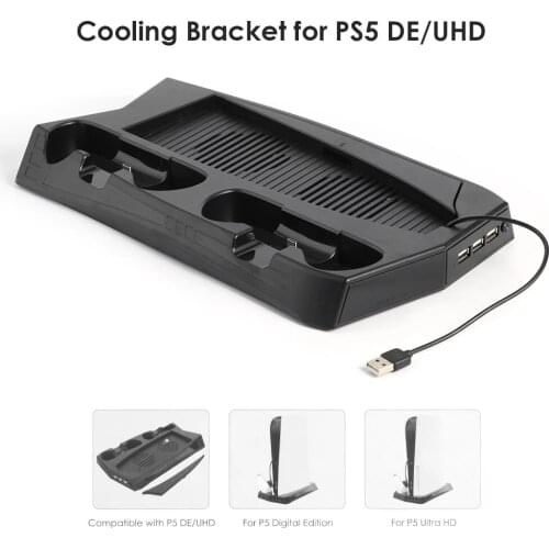 For PS5 Vertical Stand with Cooling Fan Dual Controller Charger Console Charging Station Fan Cooler For SONY Playstation 5