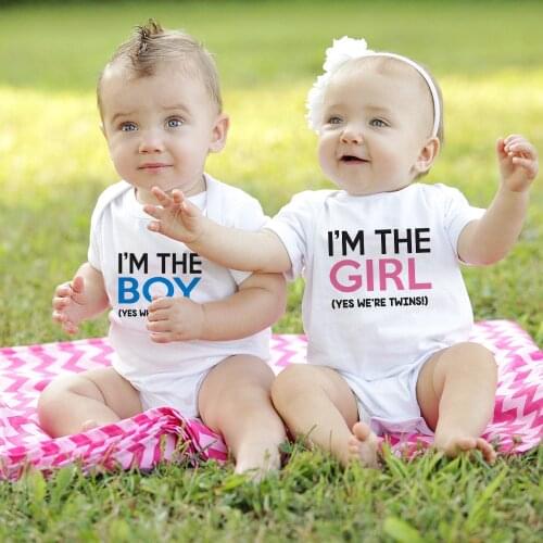 I'm The Boy I'm The Girl Yes We're Twins Twin Coming Home Outfit Boy Girl Funny Twin Onesie Newborn Bodysuits Twin Baby Clothes