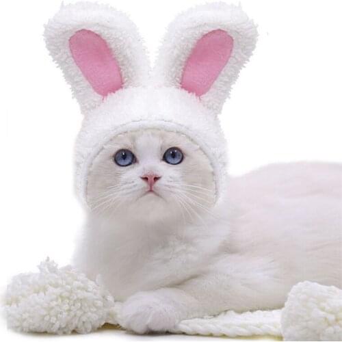 Funny Pet Dog Cat Costume Warm Rabbit Hat New Year Party Christmas Cosplay Accessories Photo Props Headwear