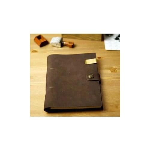 Hatimry genuine Leather jorunal button loose retro Note books Vintage styley head layer diary handmade leather notebook notepad