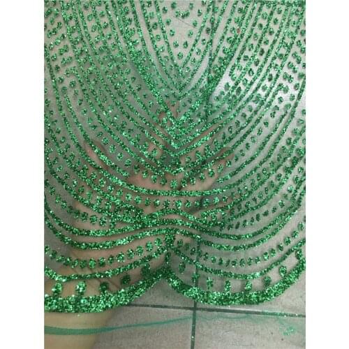 Green color shiny glued print glitter green tulle mesh lace fabric for sawing / evening dress/stage decoration JRB-72603