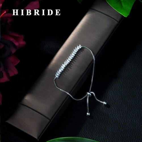 HIBRIDE Fashion Luxury Mother bracelet Clear White Round Move Stone Wedding bracelet New Energy bracelet For Woman B-47