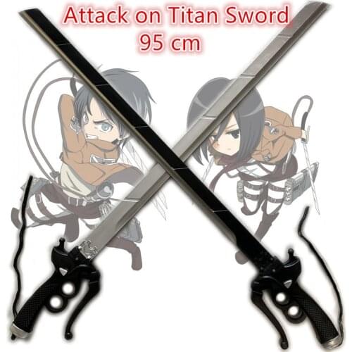 1:1 Cosplay Attack On Titan Gun Sword Mikasa Eren Rivaille Ackerman Weapon Prop Sword Cos Halloween Cos Gift 95cm