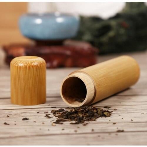 1Pc Portable Round Shape Bamboo Tea Storage Box Handmade Natural Tea Jar Storage Holder Wooden Container with Lid Case Dropship