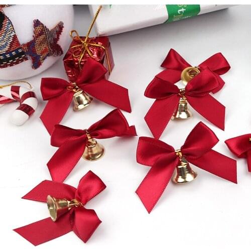 10PCS Christmas Tree Bow Christmas Ornaments Bell Home Garden Bows Christmas/Wedding Party Decoration