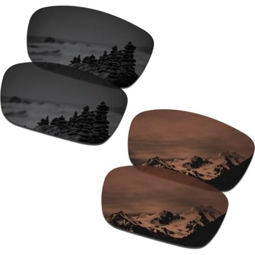 SmartVLT 2 Pairs Polarized Sunglasses Replacement Lenses for Oakley Drop Point Stealth Black and Amber Brown