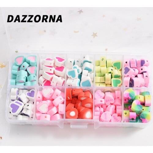 200Pcs Multi Specifications Mixed Heart Shape Polymer Clay Spacer Beads For Jewelry Making DIY Bracelet Necklace Accessories