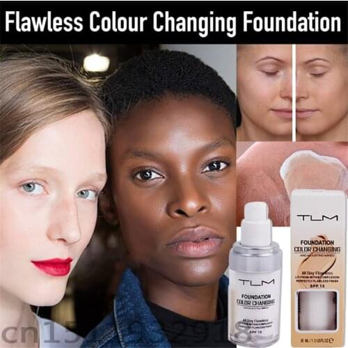 30ml TLM Color Changing Liquid Foundation Makeup Blending Base Makeup Powder Profesional Foundation Base Make Up Face Foundation