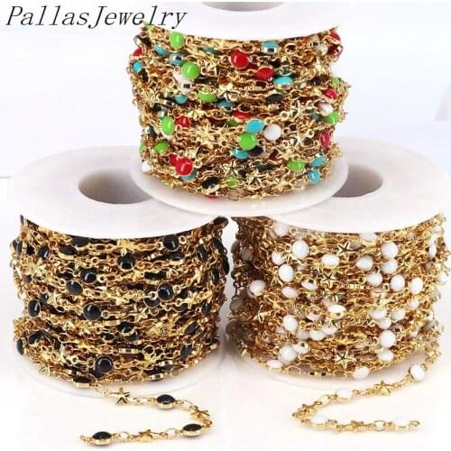 5 Meters,2021 Newest Arrival Gold Plated Enamel Round Chain Handmade Findings for DIY Jewelry Necklace Bracelet Making