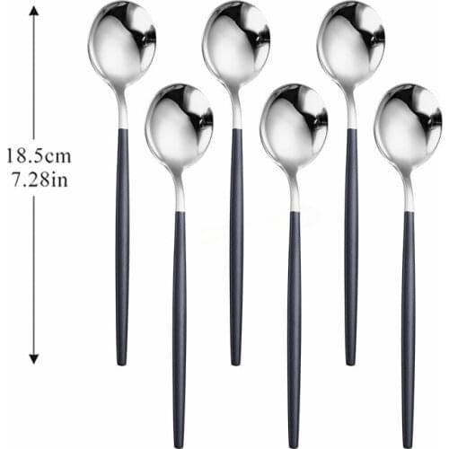 6pcs Dessert Spoon Luxury Cutlery Set Kitchen Complete Tableware Western Stainless Steel Dessert Spoon Dinnerware Set Silverware