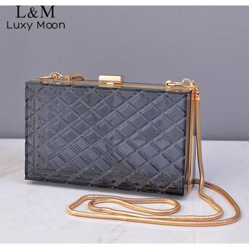 Acrylic Wedding Clutch Bag For Women Luxury Designer Handbag Box Small Chain Party Banquet Shoulder Bag Evening Bag Purse X532H