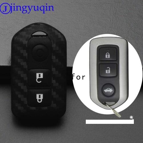 Car Styling 3 Buttons Carbon Fiber Pattern Silicone Car Key Fob Case Cover Holder For Toyota CHR C-HR 2018 Prius Accessories
