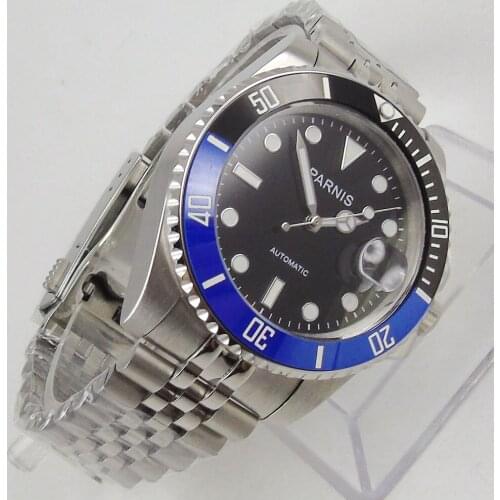 Parnis Automatic Diver Watch Super LUME Metal Mechanical Watches Top Brand mechanical Black Dial Sapphire Glass Best Cheap Sale