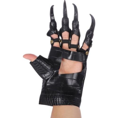 Cospty Halloween Adult Cosplay Devil Glove Demon Dress Black Leather Glove