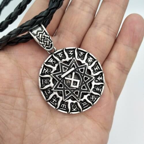 Double Sided Slavic Kolovrat Pendant Necklace Star Of Russia Wheel Nordic Viking Runes Jewelry Amulet Talisman