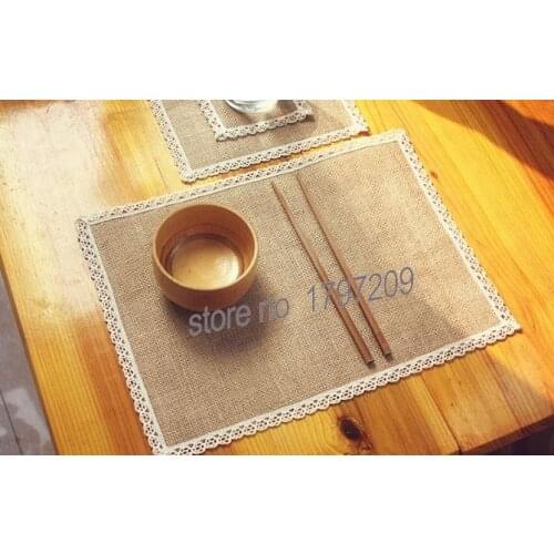 8pcs jute placemat dining table mat burlap coasters decoration mariage rustic wedding vintage wedding decoration