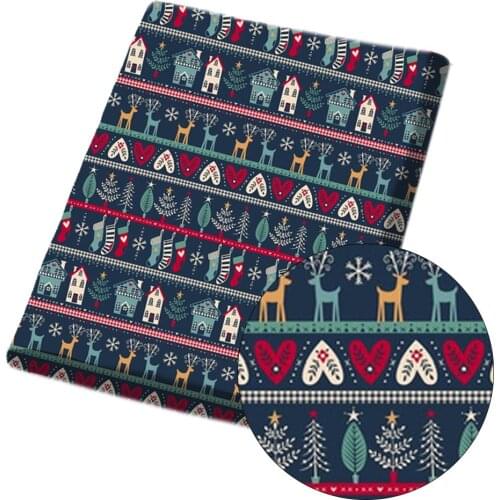 JOJO BOWS Christmas Theme Polyester Cotton Cloth Fabric Printed Sheets DIY Craft Home Textile Dress Apparel Sewing 45*145cm 1pc