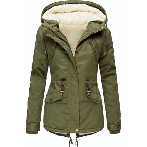 Plus Cashmere Outerwear Women Winter Plus Size Solid Color Warm Coat Ladies Long Sleeve Zipper Pocket Plush Overcoat Mujer#G7