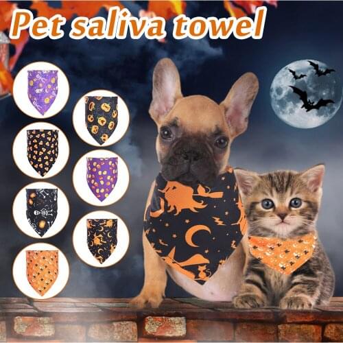 2PCS Halloween Pet Bandanas Cat Bandana Pet Kerchief Scarf Set Halloween Dog Bandanas Triangle Scarf Accessories Pet Supplies