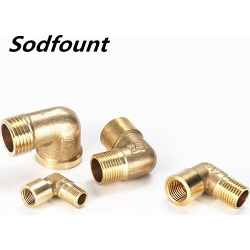 1/8" 1/4" 3/8" 1/2" Female x Male Thread 90 Deg Brass Elbow Pipe Fitting Connector Coupler For Water Fuel Copper