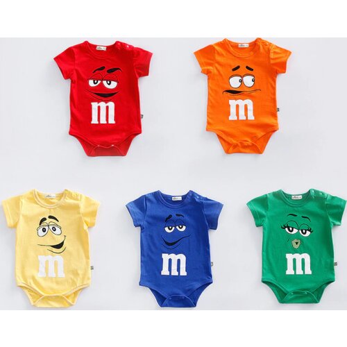 Summer Chocolate M-bean Baby Climbing Suit One-piece Bag Fart Suit Baby Casual Sportswear Short Sleeve Hatsuit Baby Clothing