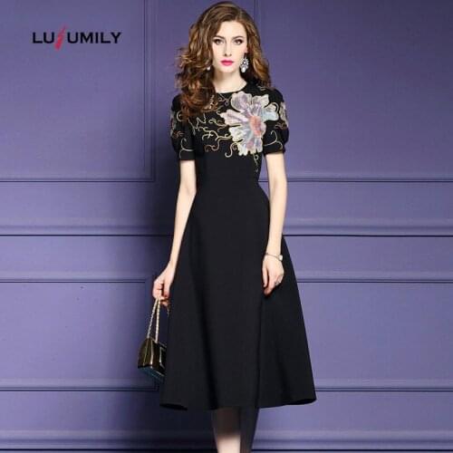 Lusumily Dress Women Autumn & Spring Elegant Sequin Velvet Dress Festa Female High Quality Party Dresses Vestidos Vintage Robe