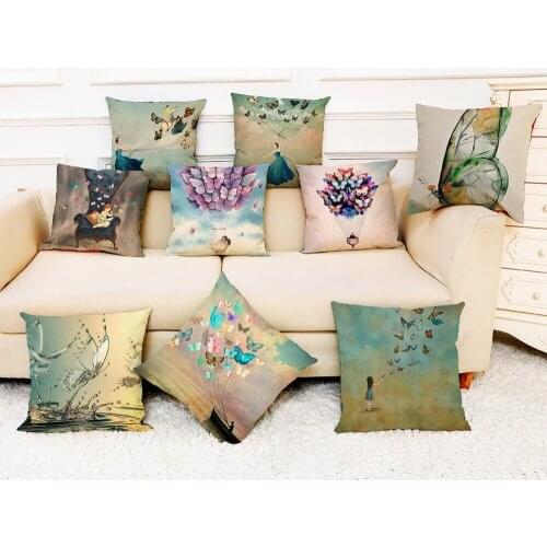 Cute Cushion Cover Butterfly Decorative Pillowcase Colorful Butterflies Throw Pillow Case For Sofa funda cojin kussenhoes