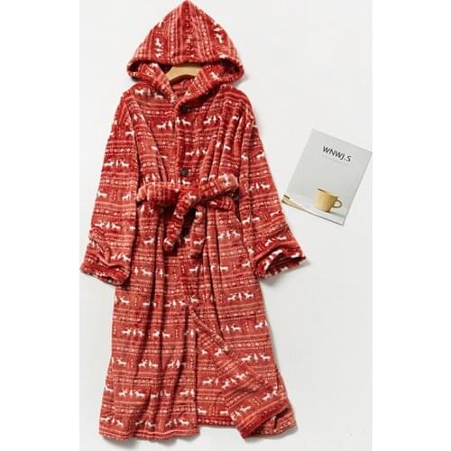 Fashion Hooded Thicken Flannel Robes For Women Warm Autumn Winter Home Clothing Loose Sleepwear Bathrobes Female Kimono Mujer