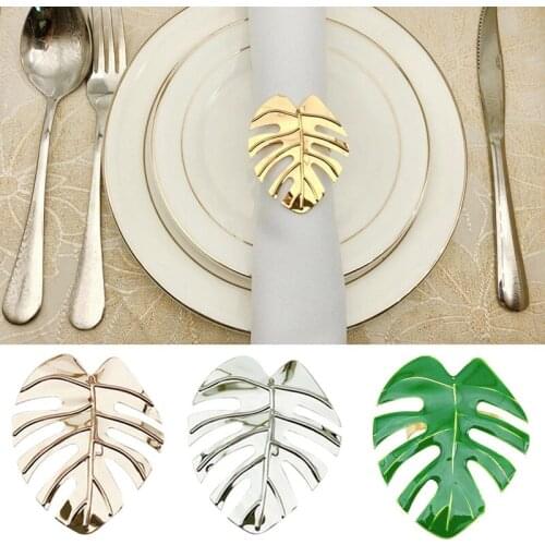 Napkin Rings Set Leaves Napkin Ring Holders Decorative Napkin Buckle Wedding Party Dinner Christmas Table Decoration