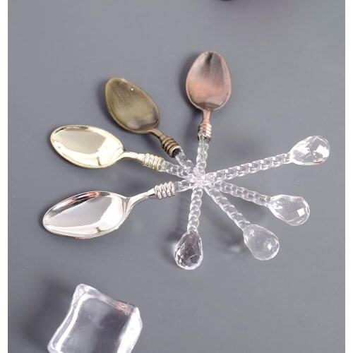 New Creative Crystal Handle Coffee Spoon Ice Cream Coffee Spoon European Palace Dessert Mug Stirring Spoon Dessert Tea Ladle